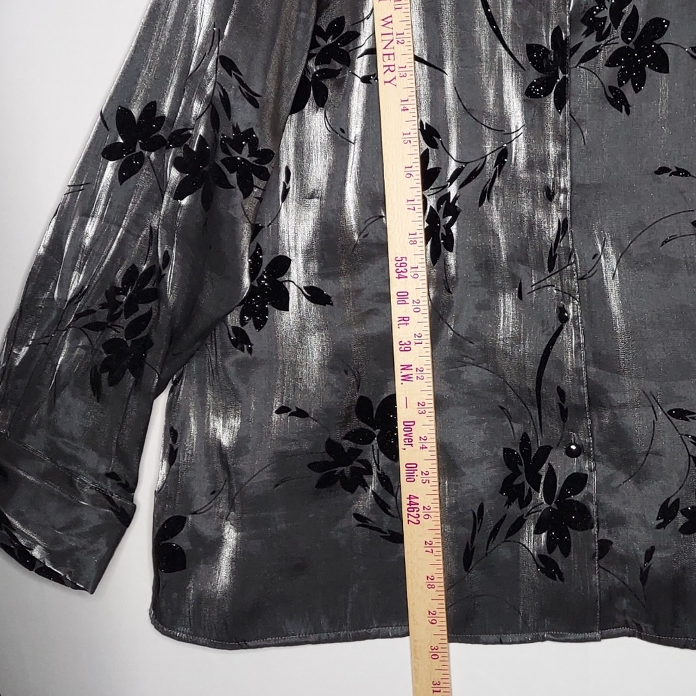 Notations Metallic Button Top 3x Black Burnout Ve… - image 4